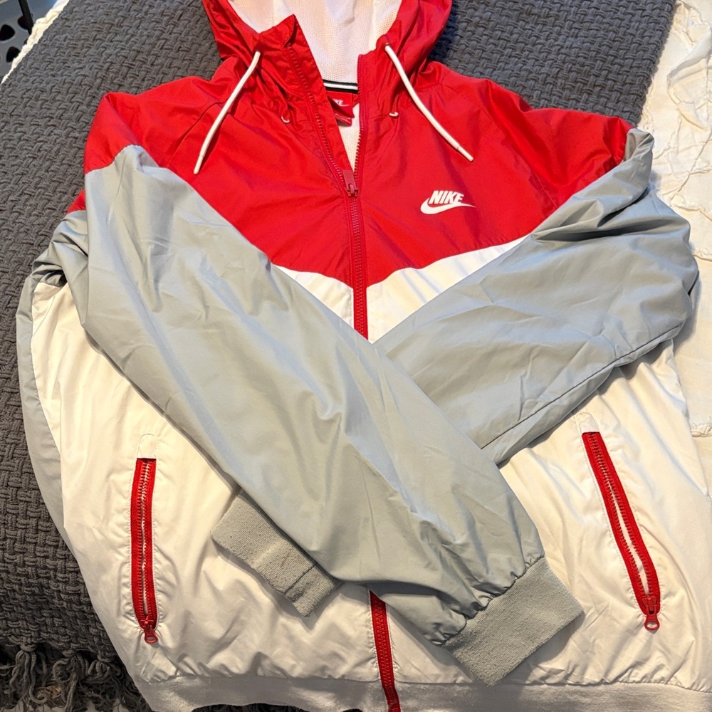 Nike Red and White Hooded Jacket